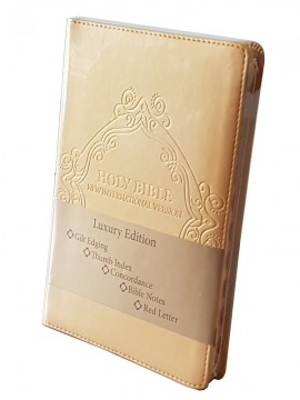 NIV LUXURY LEATHER LOOK GOLD ZIP