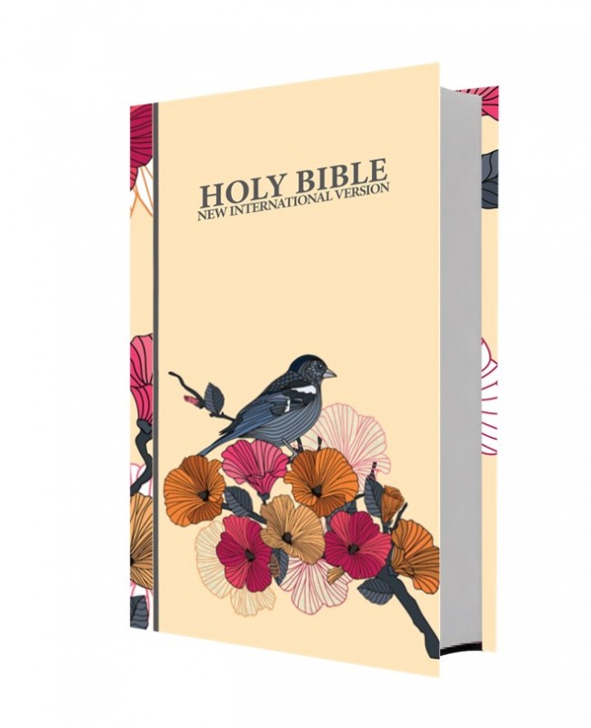 NIV STD RED FLORAL BIRD DESIGN
