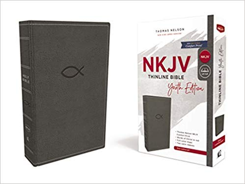 NKJV THINLINE YOUTH GRAY IM